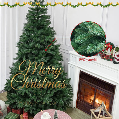 7FT Christmas Tree with 9-layer & 1398 branch tips, Premium Flame-Retardant PVC - Renee Lane Company