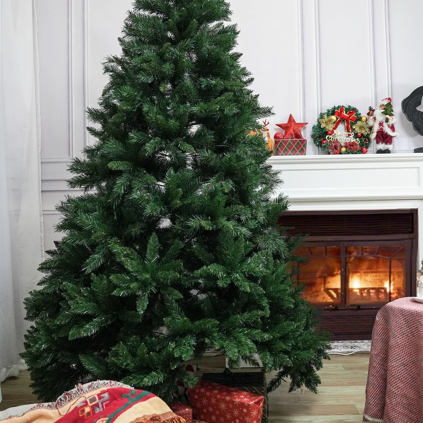 7FT Christmas Tree with 9-layer & 1398 branch tips, Premium Flame-Retardant PVC - Renee Lane Company
