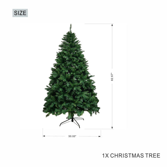 7FT Classic Christmas Tree with 1906 Branch Tips, Flame-Retardant PVC, Environmentally Friendly Artificial - Renee Lane Company