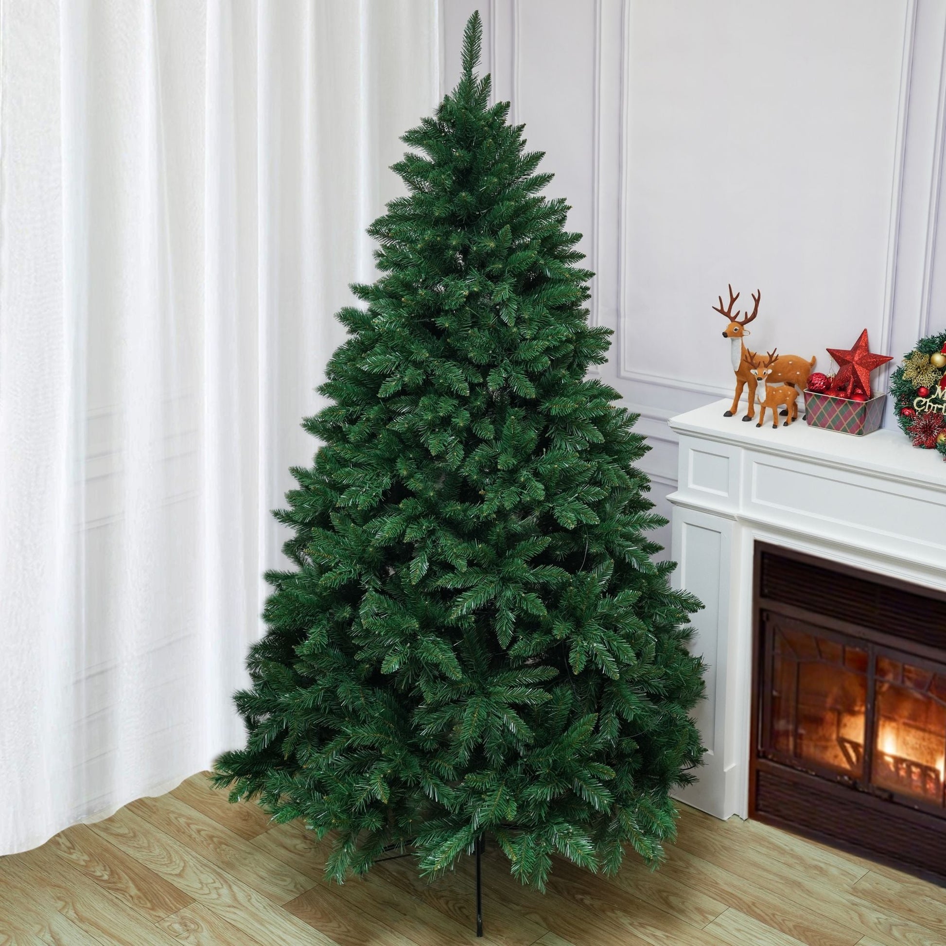 7FT Classic Christmas Tree with 1906 Branch Tips, Flame-Retardant PVC, Environmentally Friendly Artificial - Renee Lane Company