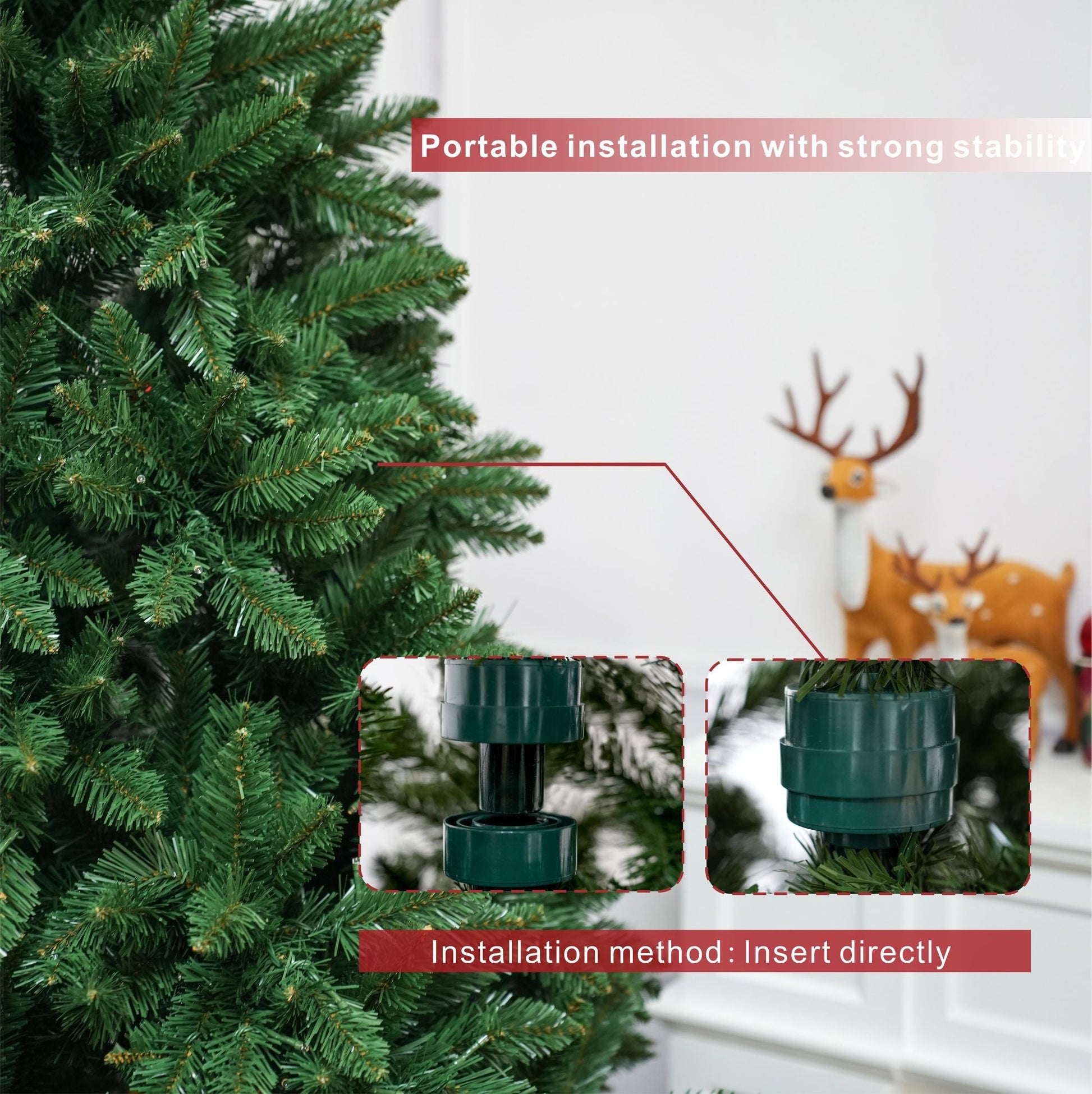7FT Classic Christmas Tree with 1906 Branch Tips, Flame-Retardant PVC, Environmentally Friendly Artificial - Renee Lane Company