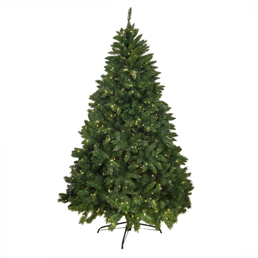 7FT Classic Style Christmas Tree with 550 Warm White LED Lights, Stable Iron Base - Renee Lane Company