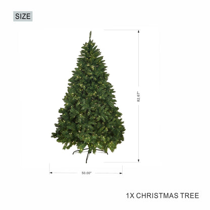 7FT Classic Style Christmas Tree with 550 Warm White LED Lights, Stable Iron Base - Renee Lane Company