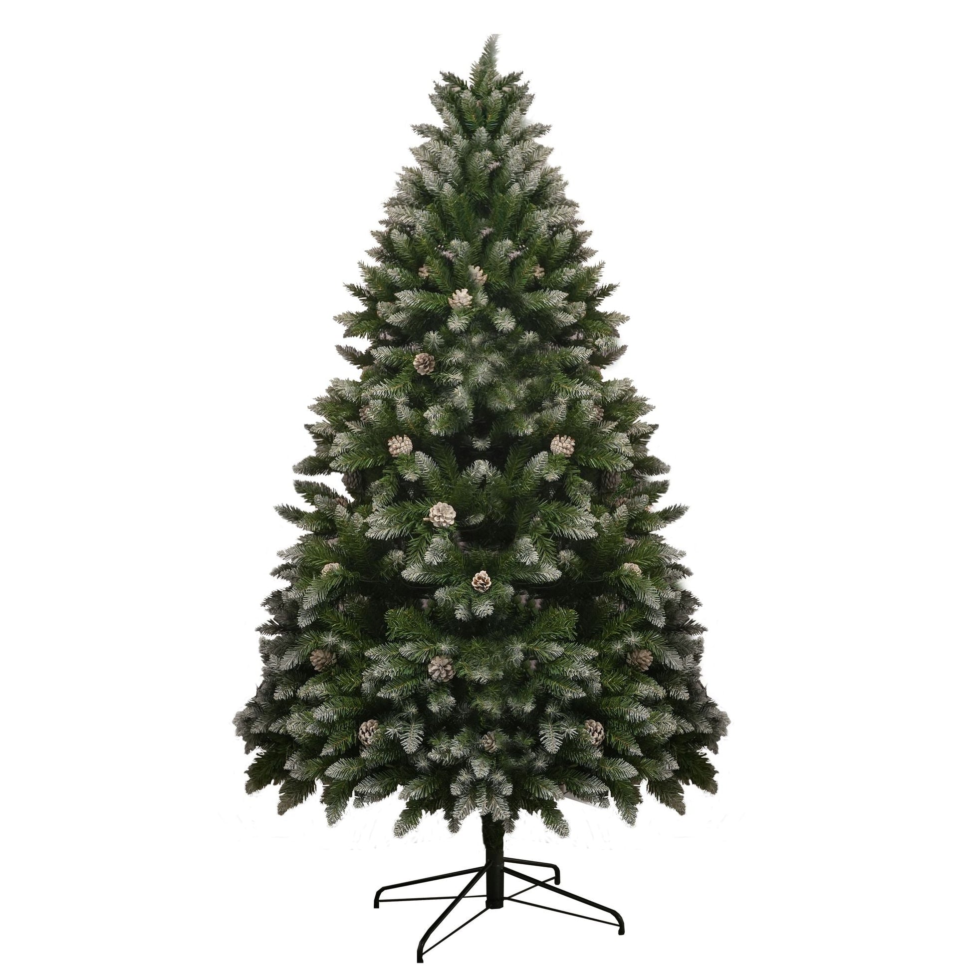 7FT PVC Christmas Tree, 1435 Snow-Covered Branches Tips with Pinecones, Environmentally Friendly Artificial - Renee Lane Company