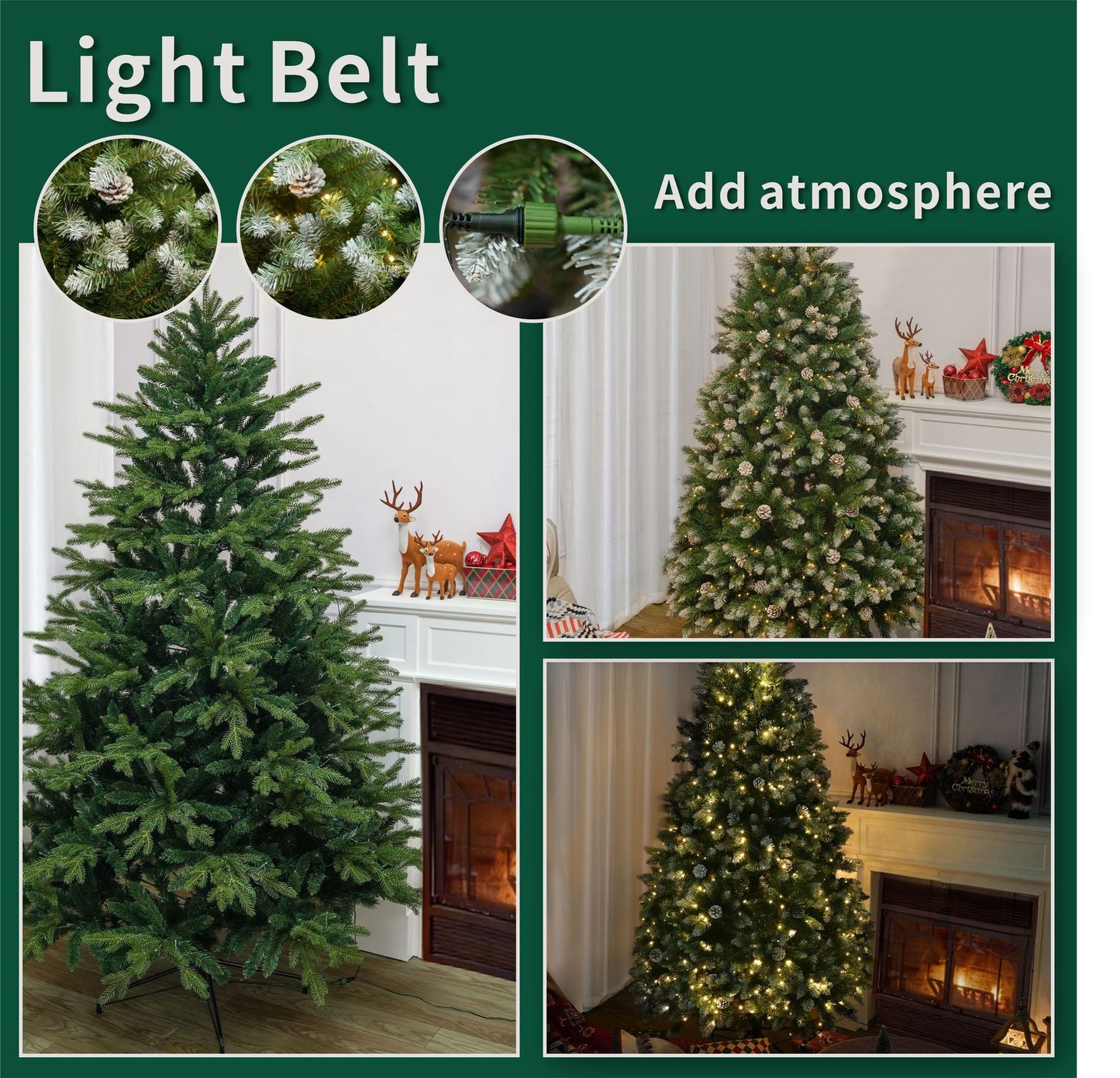 7FT Snow-Frosted Christmas Tree with Pine Cones and 500 Warm White LED Lights - Renee Lane Company