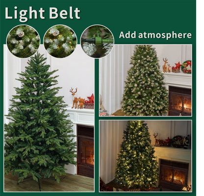 7FT Snow-Frosted Christmas Tree with Pine Cones and 500 Warm White LED Lights - Renee Lane Company