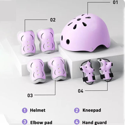 7Pcs/Set Kids Age with Wrist Guard and Knee Pads Elbow Pads Adjustable Protective Gear for Toddler Skating Cycling Scooter - Renee Lane Company
