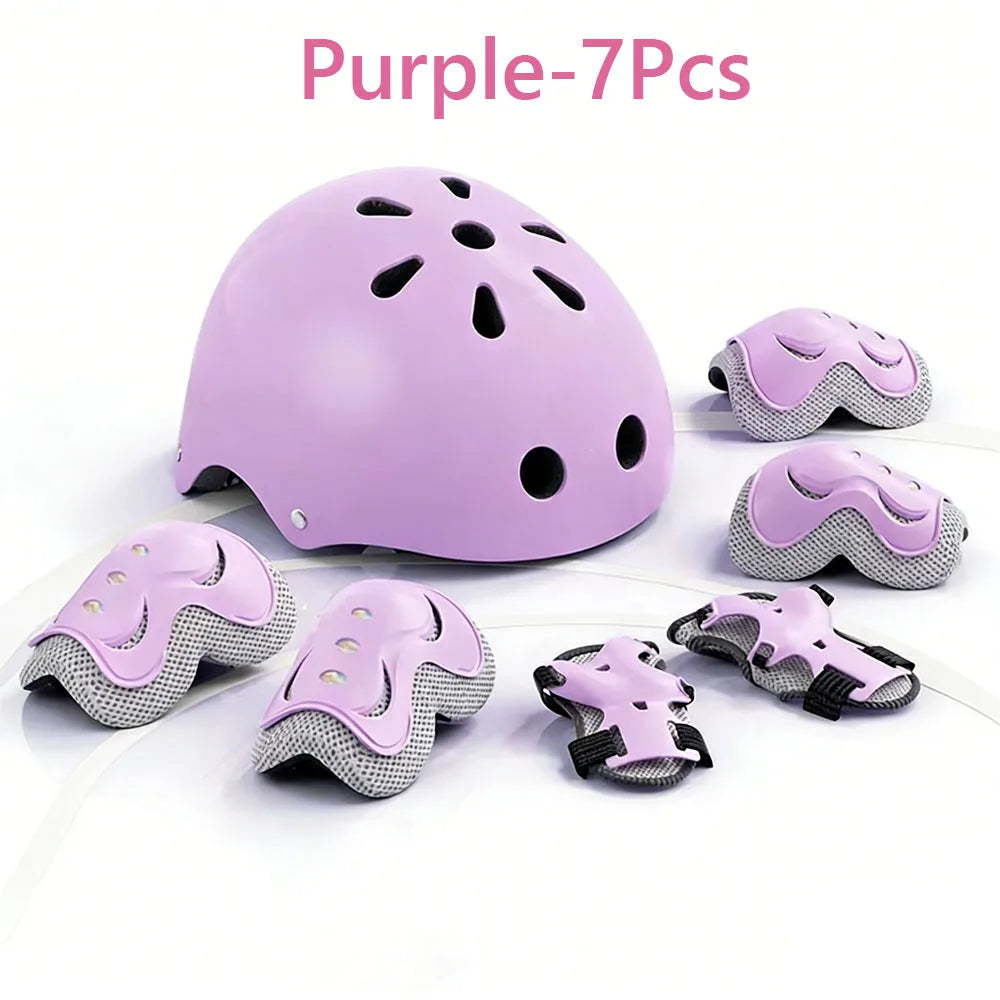 7Pcs/Set Kids Age with Wrist Guard and Knee Pads Elbow Pads Adjustable Protective Gear for Toddler Skating Cycling Scooter - Renee Lane Company