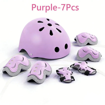 7Pcs/Set Kids Age with Wrist Guard and Knee Pads Elbow Pads Adjustable Protective Gear for Toddler Skating Cycling Scooter - Renee Lane Company