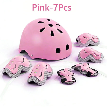 7Pcs/Set Kids Age with Wrist Guard and Knee Pads Elbow Pads Adjustable Protective Gear for Toddler Skating Cycling Scooter - Renee Lane Company