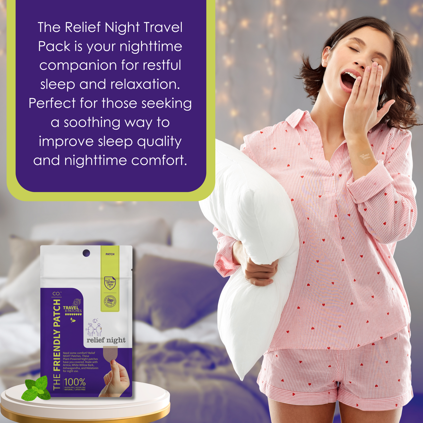 Relief Night Pain Patches: Arnica & Melatonin for Soreness & Sleep - 8 Pack - Renee Lane Company