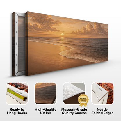 Coastal beach wall art canvas print with side frame and stretched corners