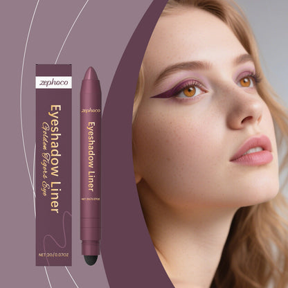 2-in-1 eyeliner pencil with plum eyeliner wing on model, side profile