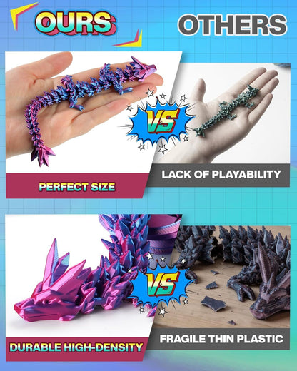 8" 3D Printed Dragon Eggs, Mystery Crystal Dragon Egg for Easter Basket Stuffers, Unique Easter Toys & Decor, Fantasy Tabletop Decor for Kids & Collectors (4 Pack) - Renee Lane Company