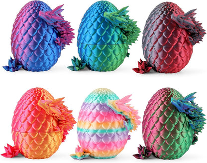 8" 3D Printed Dragon Eggs, Mystery Crystal Dragon Egg for Easter Basket Stuffers, Unique Easter Toys & Decor, Fantasy Tabletop Decor for Kids & Collectors (4 Pack) - Renee Lane Company