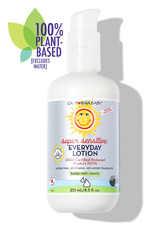 Fragrance-free everyday lotion bottle with pump, white container and gray patterned label