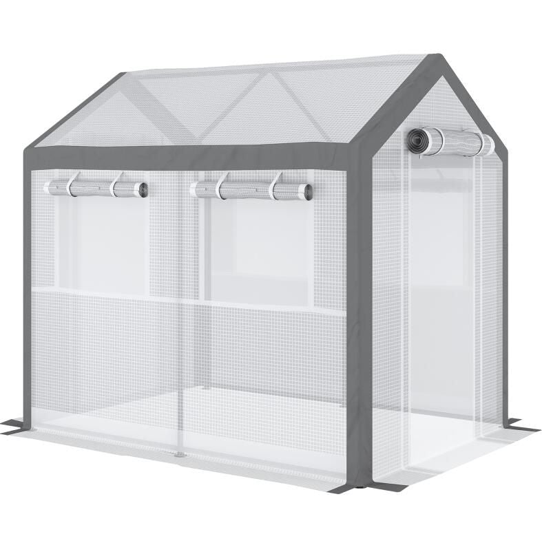 8' L x 6' W x 7' H Outdoor Walk-In Tunnel Greenhouse with Roll-up Windows;  2 Zippered Doors;  & Weather Cover - Renee Lane Company