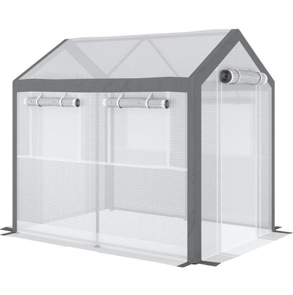 8' L x 6' W x 7' H Outdoor Walk-In Tunnel Greenhouse with Roll-up Windows;  2 Zippered Doors;  & Weather Cover - Renee Lane Company