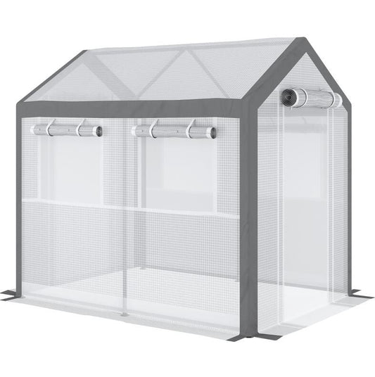 8' L x 6' W x 7' H Outdoor Walk-In Tunnel Greenhouse with Roll-up Windows;  2 Zippered Doors;  & Weather Cover - Renee Lane Company