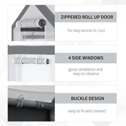 8' L x 6' W x 7' H Outdoor Walk-In Tunnel Greenhouse with Roll-up Windows;  2 Zippered Doors;  & Weather Cover - Renee Lane Company