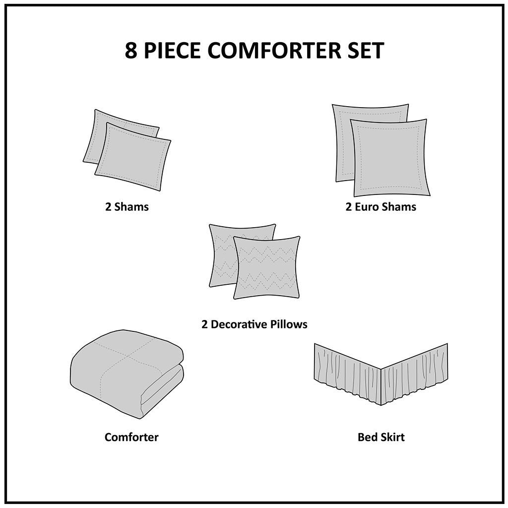 8 Piece Embroidered Comforter Set - Renee Lane Company