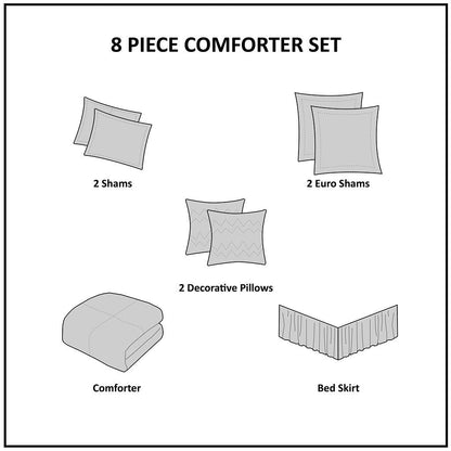 8 Piece Embroidered Comforter Set - Renee Lane Company