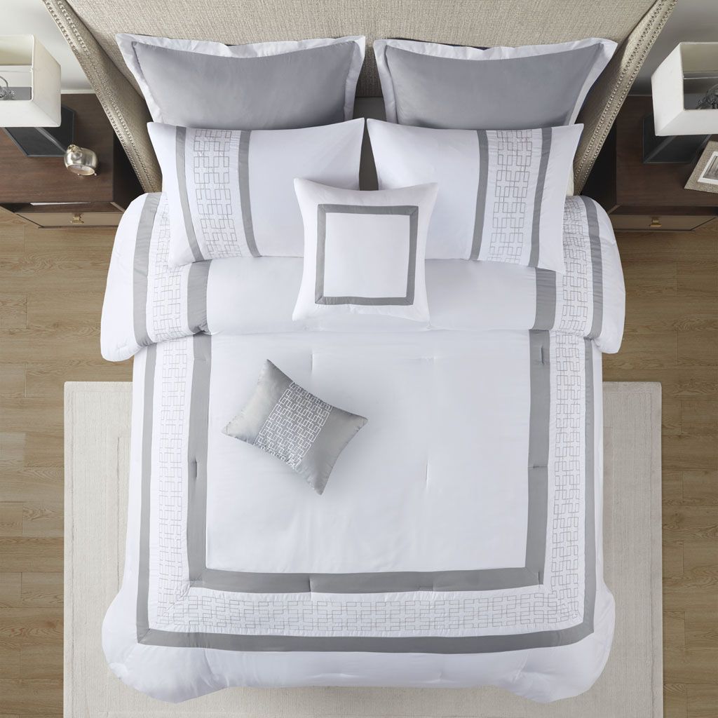8 Piece Embroidered Comforter Set - Renee Lane Company