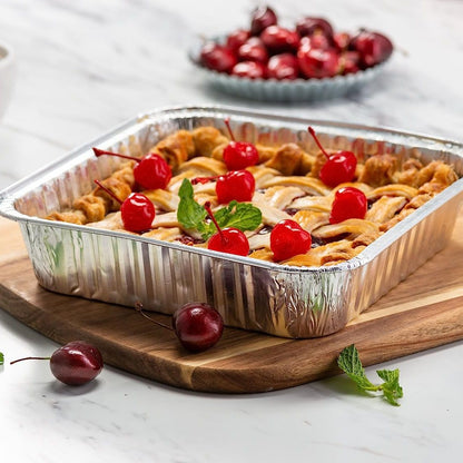 8"x8" Disposable Aluminum Foil Meal Prep Cookware Square Pans, Oven, Toaster, Grill, Cooking, Roasting, Broiling, Baking, Event, Take Out, Restaurant - Renee Lane Company