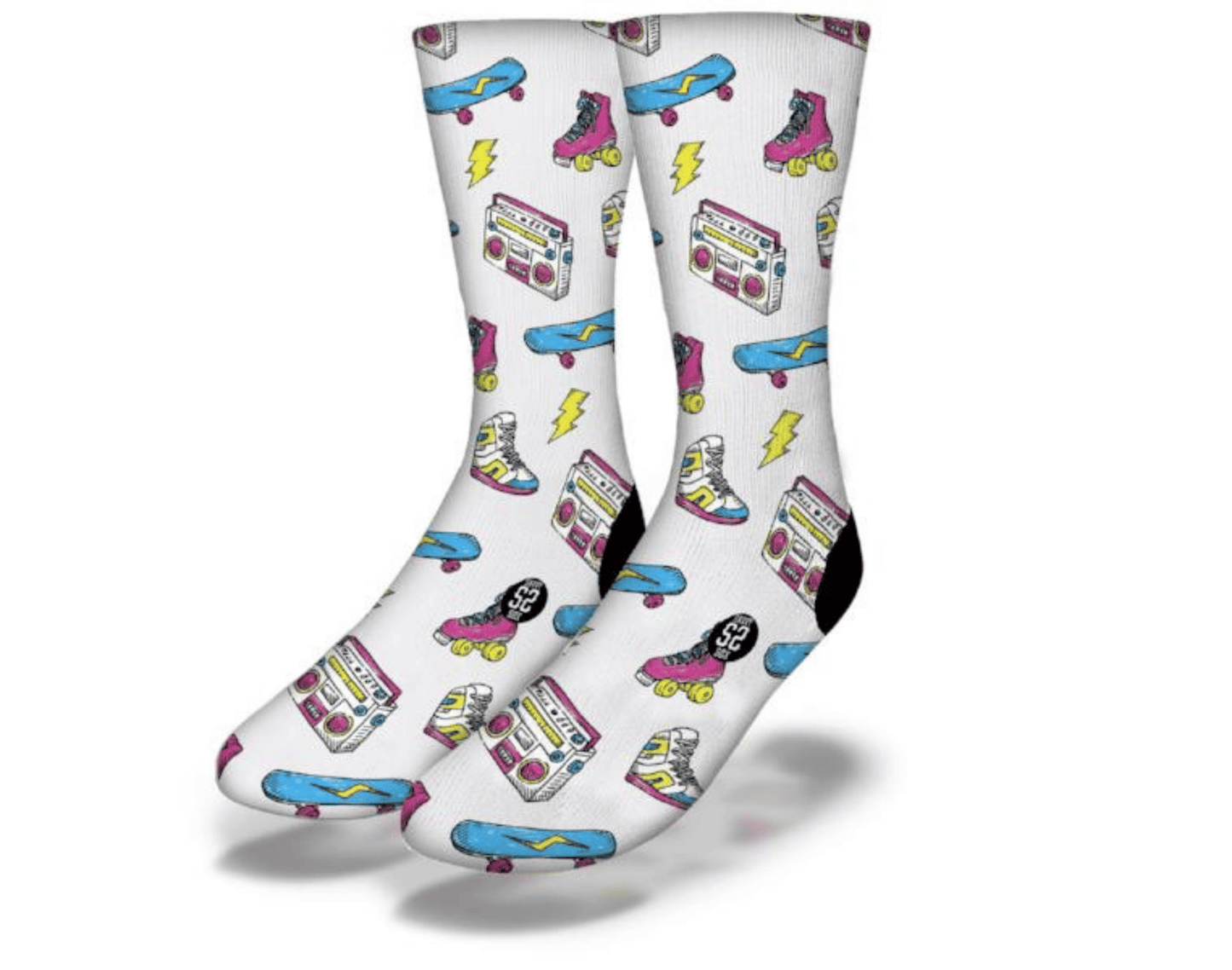 80'S AWESOME RETRO ROLLER SKATE Socks (White) - Renee Lane Company