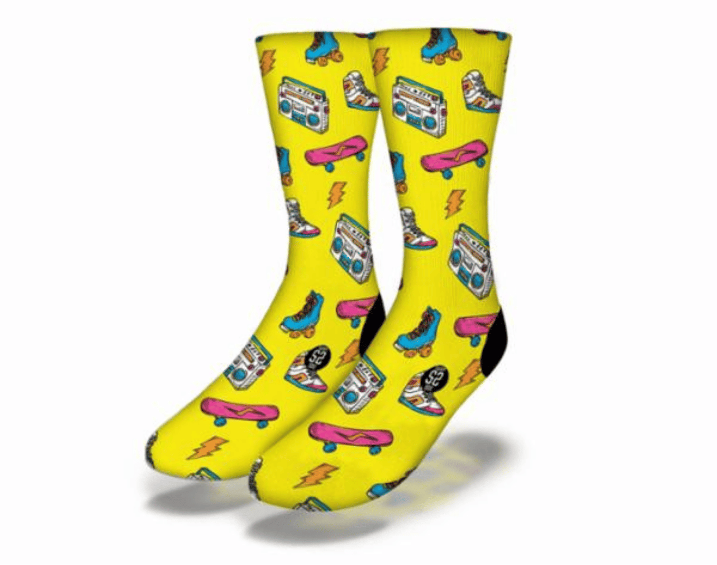 80'S AWESOME RETRO ROLLER SKATE Socks (Yellow) - Renee Lane Company