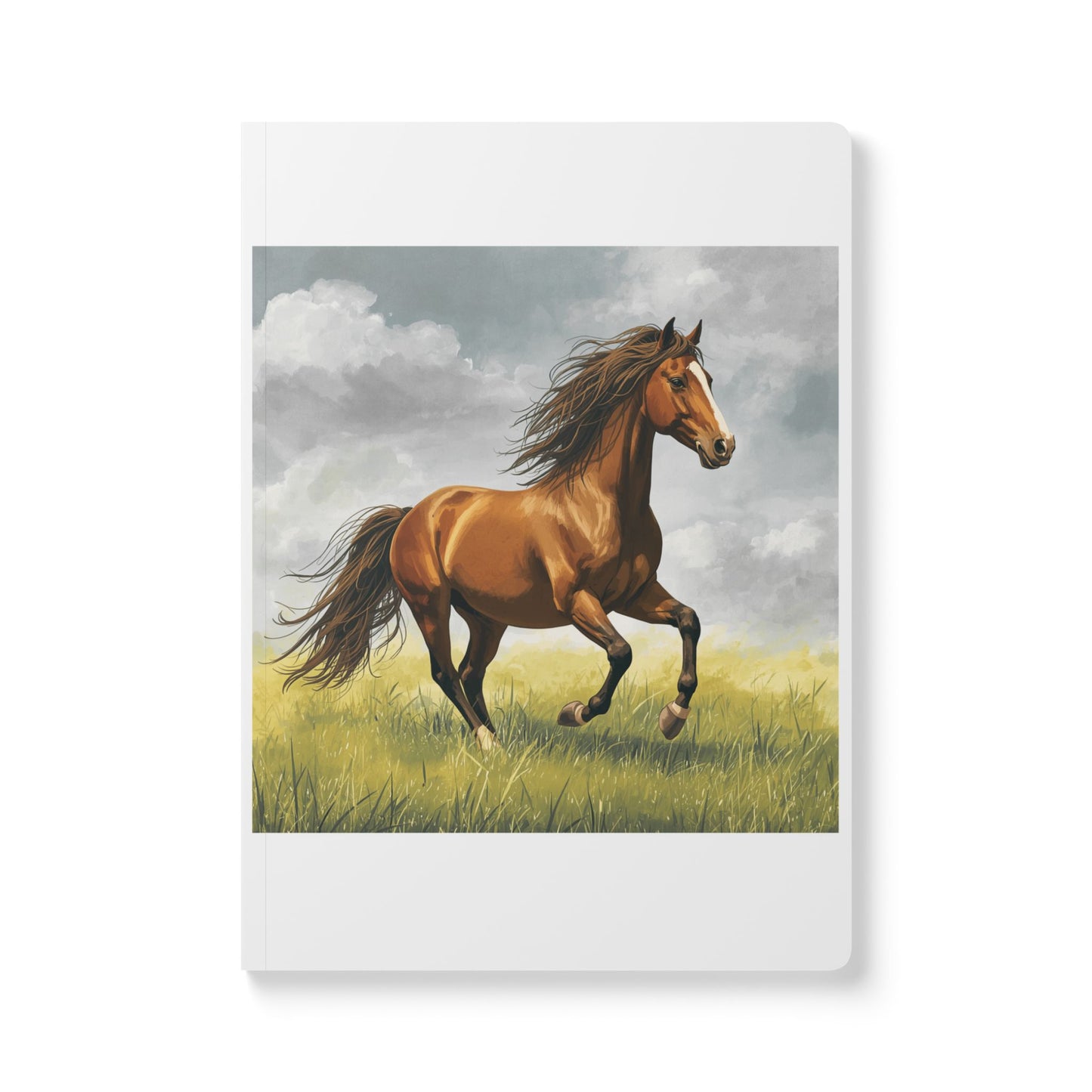 Softcover notebook with running brown horse cover artwork