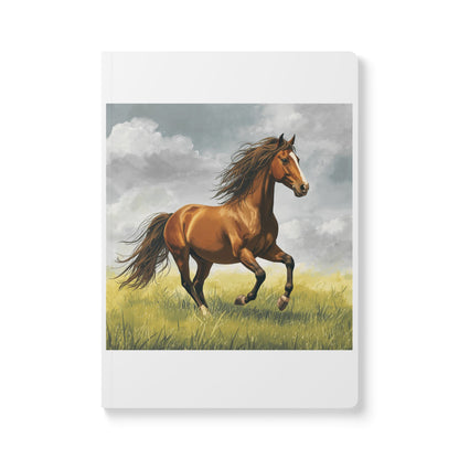 Softcover notebook with running brown horse cover artwork