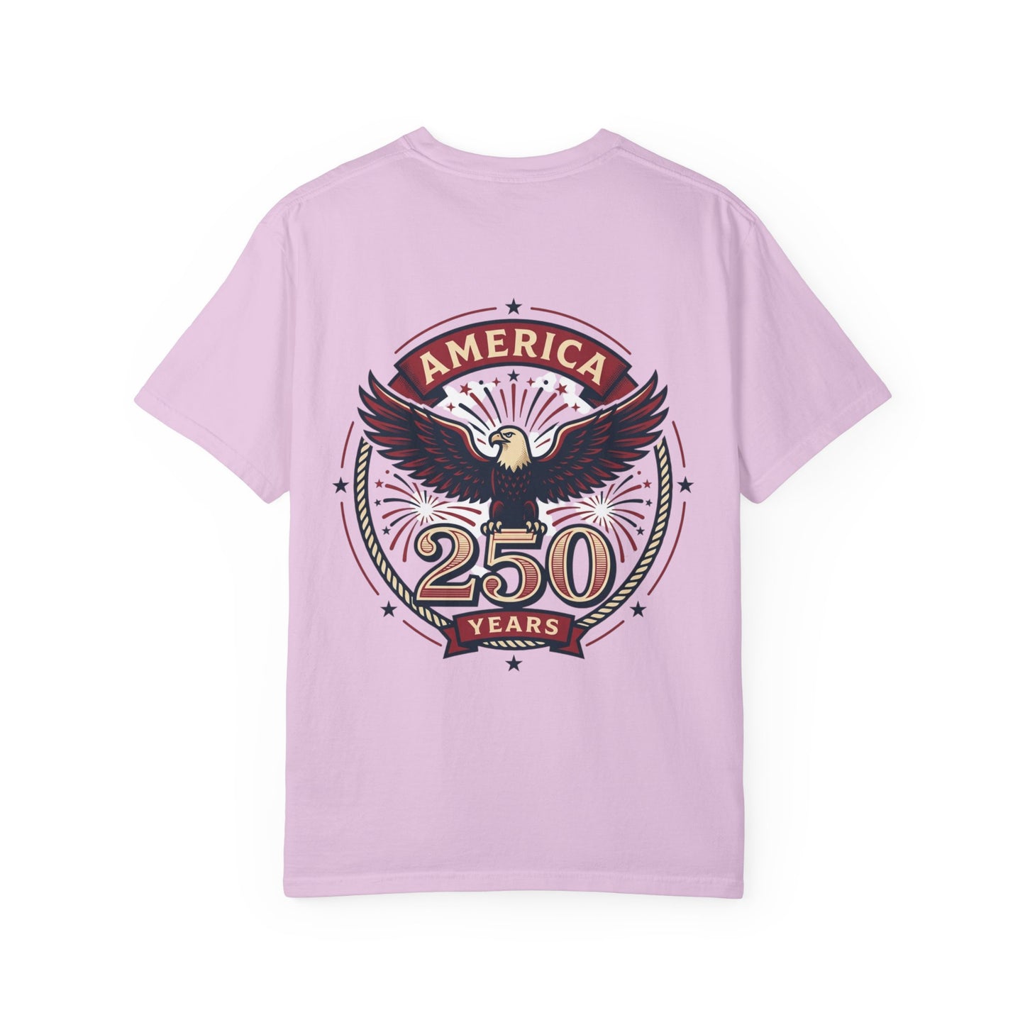 Light purple 250 years eagle crest T-shirt with circular star border