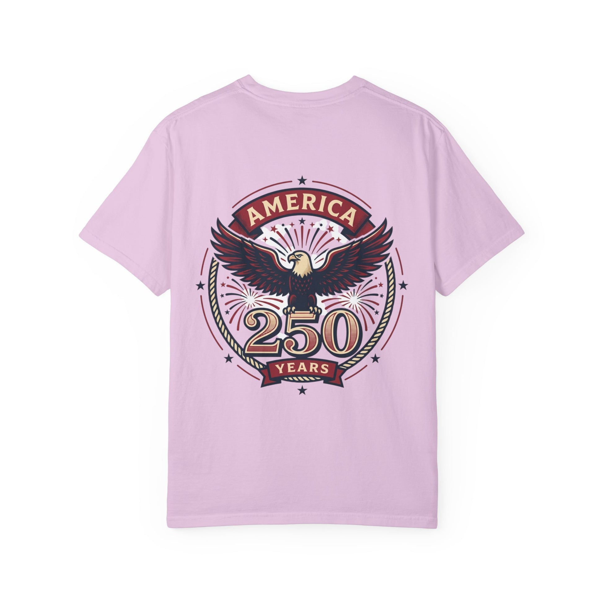 Light purple 250 years eagle crest T-shirt with circular star border