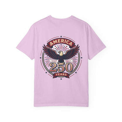 Light purple 250 years eagle crest T-shirt with circular star border