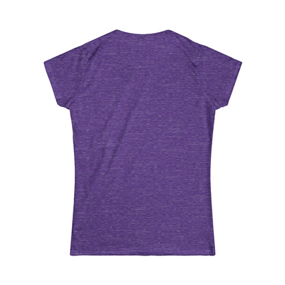 Purple heather crew-neck T-shirt with short sleeves, back view.