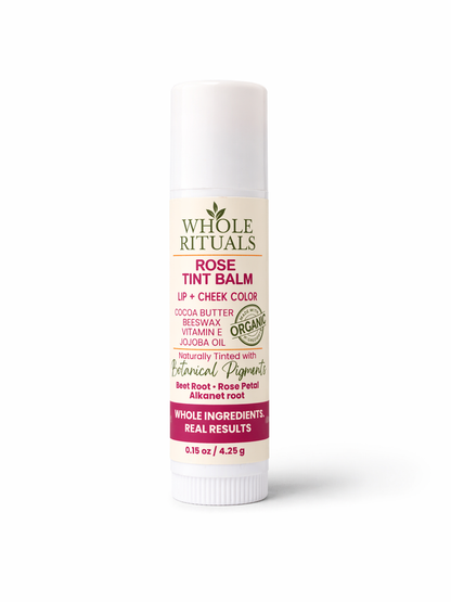 Rose tint balm stick for lips and cheeks, tinted rose color, Whole Rituals label