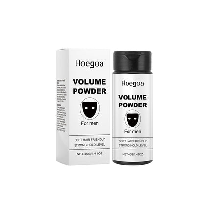 Hoegoa volumizing styling powder bottle with black cap and matching white box