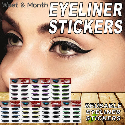 Black eyeliner and lash stickers sheet with winged lash strips