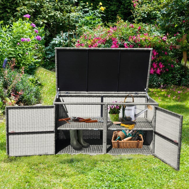 88 Gallon Garden Patio Rattan Storage Container Box - Renee Lane Company