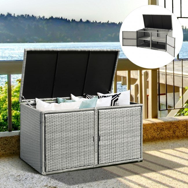 88 Gallon Garden Patio Rattan Storage Container Box - Renee Lane Company