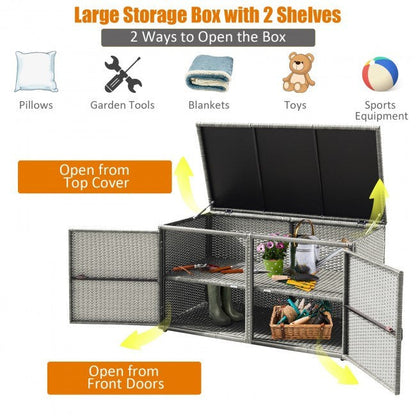 88 Gallon Garden Patio Rattan Storage Container Box - Renee Lane Company