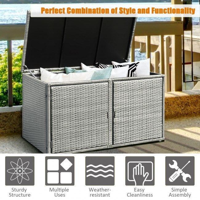 88 Gallon Garden Patio Rattan Storage Container Box - Renee Lane Company