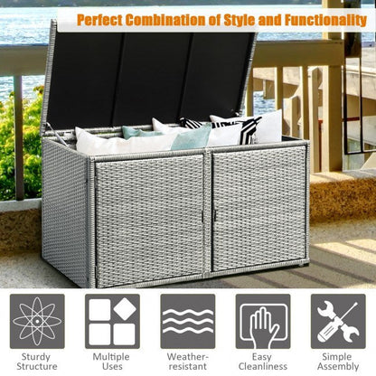 88 Gallon Garden Patio Rattan Storage Container Box - Renee Lane Company