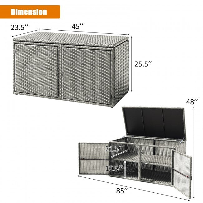88 Gallon Garden Patio Rattan Storage Container Box - Renee Lane Company