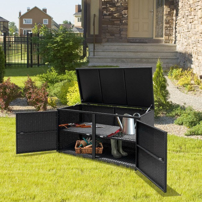 88 Gallon Garden Patio Rattan Storage Container Box - Renee Lane Company