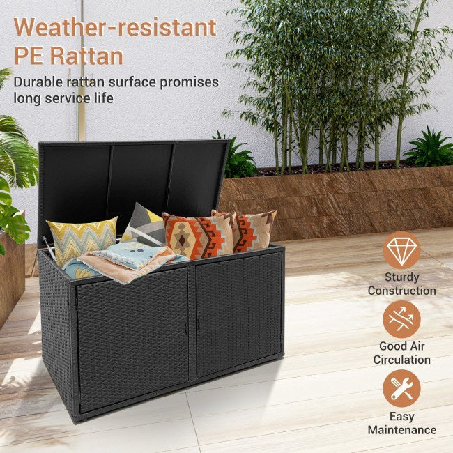 88 Gallon Garden Patio Rattan Storage Container Box - Renee Lane Company