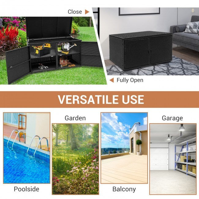 88 Gallon Garden Patio Rattan Storage Container Box - Renee Lane Company