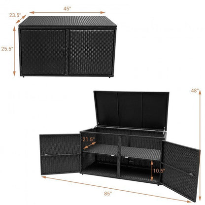 88 Gallon Garden Patio Rattan Storage Container Box - Renee Lane Company