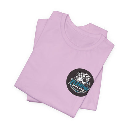 Light pink crewneck T-shirt set with Fleming Racing car emblem